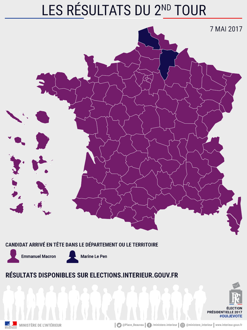 Carte des résultats du second tour de l'élection du président de la République 2017
