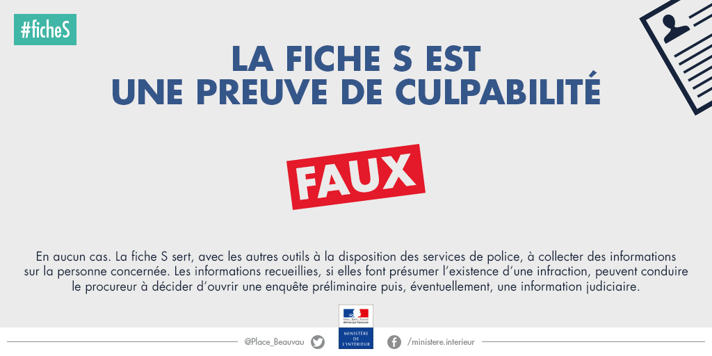 La fiche S est une preuve de culpabilité : faux