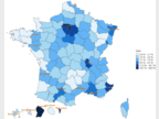 Figure 22 Part des étrangers titulaires d’un titre ou document provisoire de séjour valide dans la population par département au 31 décembre 2...
