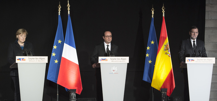 F. Hollande, A. Merkel et M. Rajoy © MI/SG/Dicom