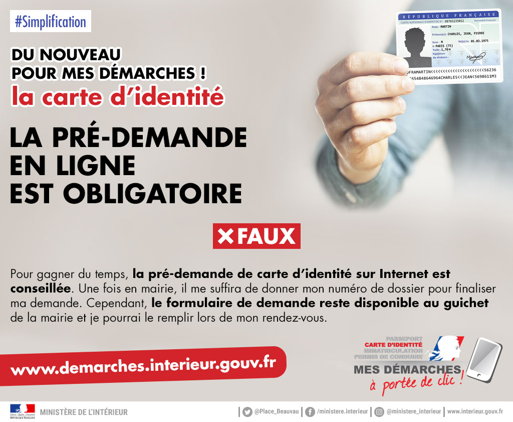 La pré-demande en ligne est obligatoire : faux