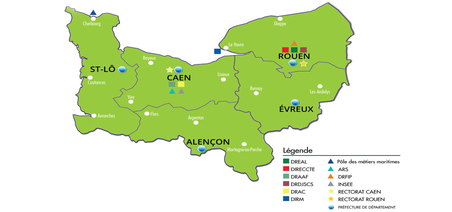 La nouvelle carte des directions régionales normandes
