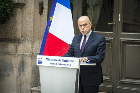 Photo de Bernard Cazeneuve lors de son intervention du 15 janvier place Beauvau