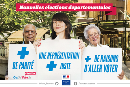 Visuel de la campagne de communication sur les nouvelles élections départementales 2015